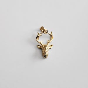 14K Solid Gold Buck Deer Pendant – Majestic Wildlife Necklace, Luxury Fine Jewelry for Outdoor Enthusiasts