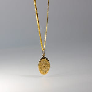 14k St. Christopher Gold Medal Pendant Charm- Real Gold St. Christopher Oval Medal Necklace Charm