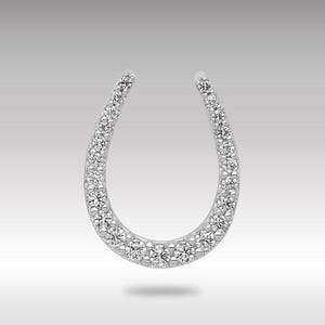 14K White Gold 1/4ct. Diamond Horseshoe Pendant Chain Slide - White Gold Lucky Horseshoe Diamond Pendant Gift