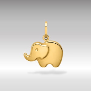 14K Solid Gold Polished Elephant Pendant – Elegant Wildlife Necklace, Luxury Fine Jewelry Gift