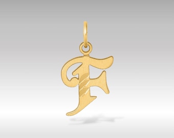 14K Gold Elegant Letter 'F' Charm Pendant - Fine Jewelry Personalized Initial Pendant - Initial "F" Pendant Necklace