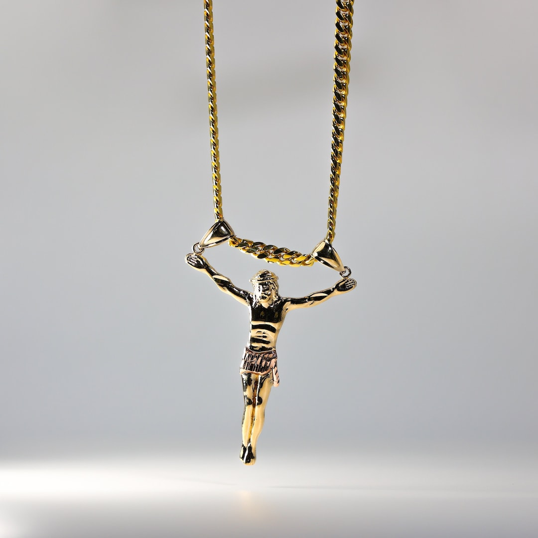14k Gold Large Jesus Christ's Body Crucifix Pendant Charm-real Gold ...