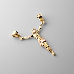 14K Solid Gold Jesus Christ Body Crucifix Pendant Charm- Real 14K Gold Jesus Christ&#39;s Body Necklace Charm
