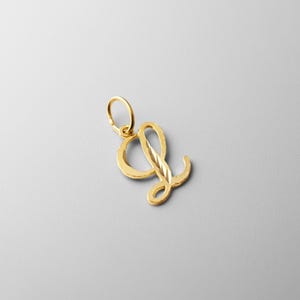 14k Gold "L" Initial Cursive Pendant Charm- Gold Initial "L" Necklace Charm