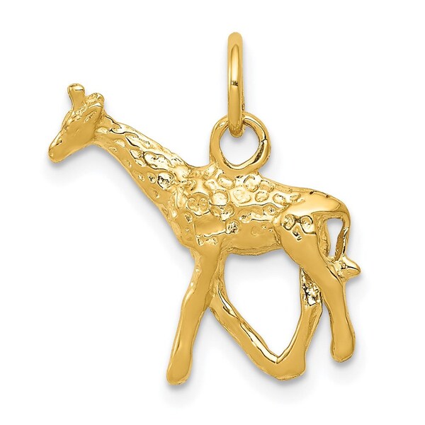 14K Gold 3D Giraffe Necklace Pendant - Solid Polished Giraffe Charm Pendant Necklace for Safari and Animal Lovers