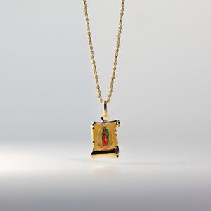 14K Gold Virgin Mary Pendant Charm- Gold Virgin Mary Necklace Charm- Guadalupe Enamel Pendant