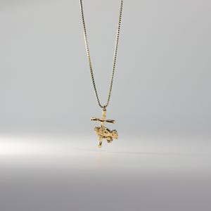 14k Gold Praying Hand Cross Pendant Charm-Real Gold Praying Hand Cross Necklace Charm