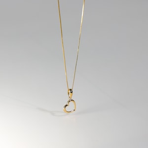 14k Gold Open Heart Pendant Charm- Real Gold Open Heart Pendant For Her