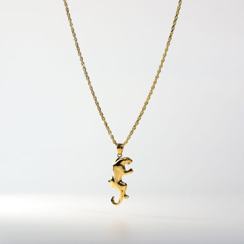 14K Solid Gold Puma Pendant – Elegant Panther Necklace, Luxury