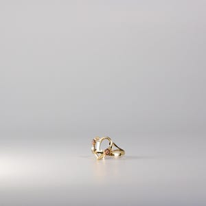 Anillo con inicial "L" en forma de corazón y rosa en oro macizo de 14 quilates: anillo con inicial "L" en forma de corazón y rosa en oro macizo de 14 quilates