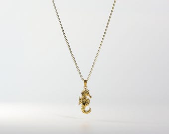 14K Solid Gold Seahorse Pendant – Exquisite Marine-Inspired Charm, Luxury Ocean-Themed Fine Jewelry Gift