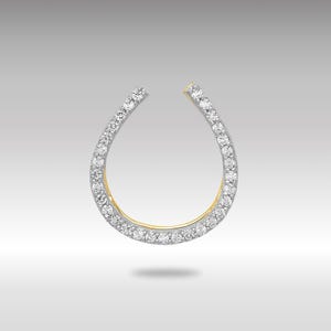 14k Gold Diamond Horseshoe Necklace Pendant 1/6ct. Chain Slide - Lucky & Sparkling Jewelry Gift