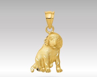 14K Solid Gold Dog Charm Pendant – Adorable Puppy Necklace, Luxury Fine Jewelry Gift