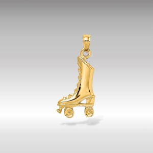 14K Gold 3D Roller Skate Pendant Charm - Real Gold Sporty Necklace Charm - Real Gold Roller Skate Pendant