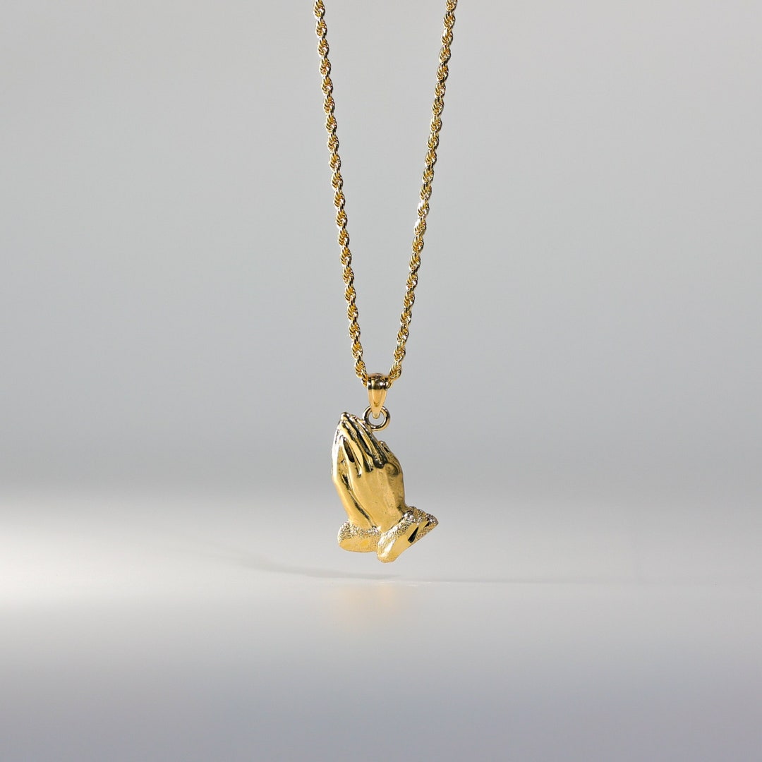 14k Gold Praying Hand Pendant Charm Real Gold Praying Hand Necklace Charm Etsy