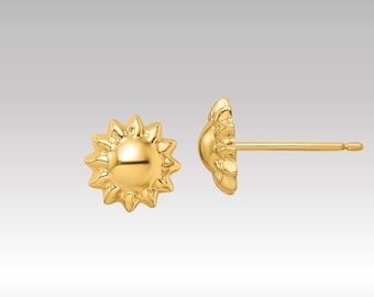 14K gepolijste Sun Post-oorbellen – Minimalistische gouden studs voor dagelijks gebruik