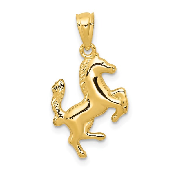 14K Gold Trotting Horse Necklace Pendant - Elegant Equestrian Pendant Necklace for Horse Lovers and Riders