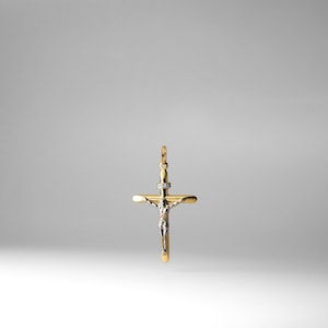 Dije colgante de cruz crucifijo grande de oro de 14 k - Dije de collar de cruz crucifijo de oro real