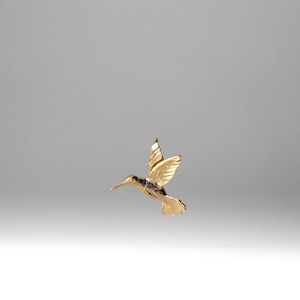 14k Gold Hummingbird Pendant – Elegant Polished Bird Charm Necklace, Luxury Fine Jewelry for Collectors