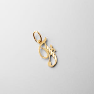 14k Gold „F“ Initial Cursive Anhänger Charm - Gold Initial „F“ Halskette Charm