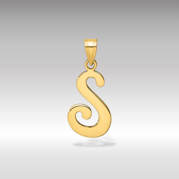 14K Gold Large Letter s Script Initial Pendant Dainty Personalized Pendant for Elegant Everyday Wear Script Letter s Charm Necklace Etsy