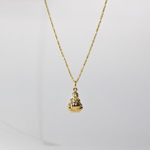 14k Gold Laughing Buddha Pendant Charm- Real Gold Buddha Necklace Charm for Prosperity and Joy