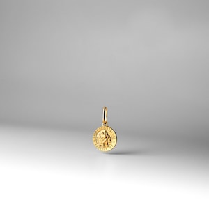 14k St. Christopher Gold Medal Pendant Charm- Real Gold St. Christopher Medal Necklace Charm