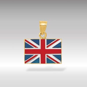 14K Gold Enamel United Kingdom Flag Pendant Necklace - Elegant British Flag Charm - Fine Jewelry Gift for Anglophiles