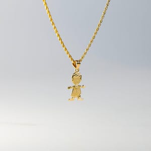 14k Gold &quot;Boy&quot; Pendant Charm- 14k Gold Little Boy Necklace Charm For Him