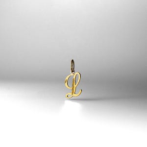 14k Gold "L" Initial Cursive Pendant Charm- Gold Initial "L" Necklace Charm image 3