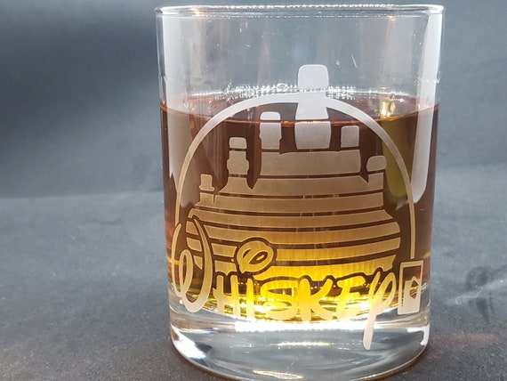 Disney Logo Whiskey Bottles Etched Glass Rocks Whiskey Glass -  Denmark