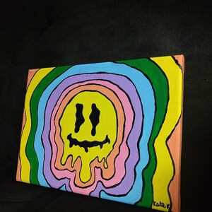 Trippy Drippy Smiley Face Canvas Painting - Etsy