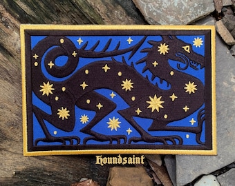 Écusson brodé : dragon et étoiles