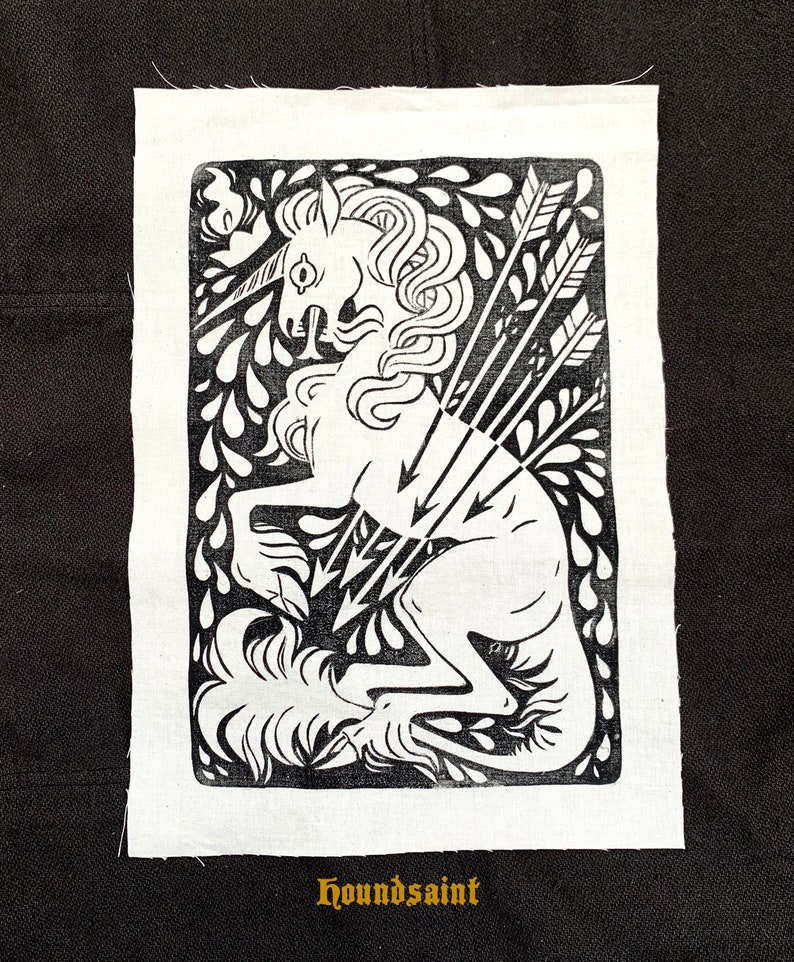 Blockprint Patch: Heraldic Unicorn Tapestry - Etsy