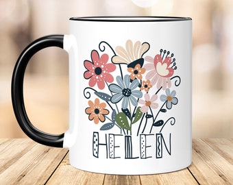 WILDFLOWERS COFFEE MUG, Personalized Gift, Boho Wildflowers, Gift for Mom, Custom Gift, Floral Mug, Birthday Gift Idea, Best Friend Gift