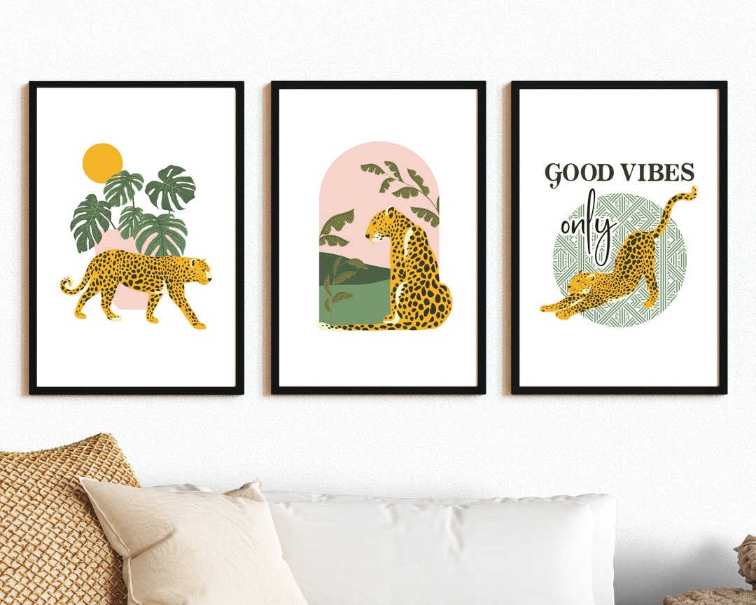 LEOPARD WALL ART Prints, Set of 3, Safari Animals Art, Leopard Print