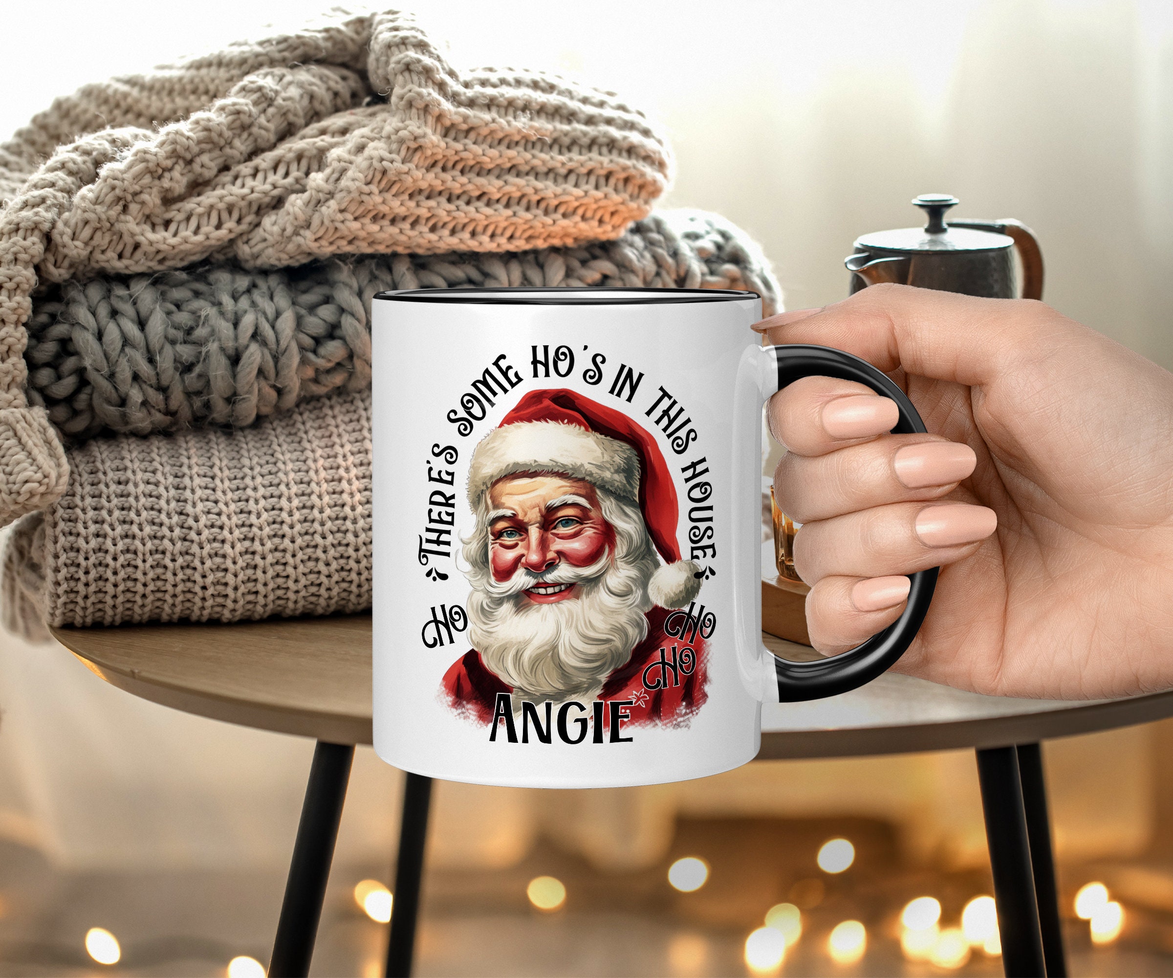 Santa Claus Blue Coffee Mug Christmas Bag Of Gifts Gibson