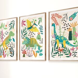 Set De 4 Dinosaur Nursery Bedroom Playroom A4 Poster Prints PO170