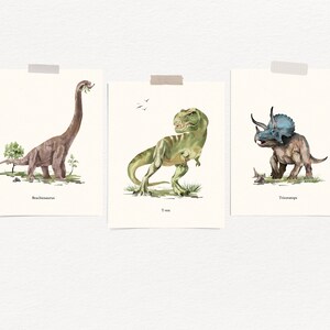 DINOSAUR WALL ART, Set of 3, Boys Room Dino Poster, Dinosaur Art Prints ...