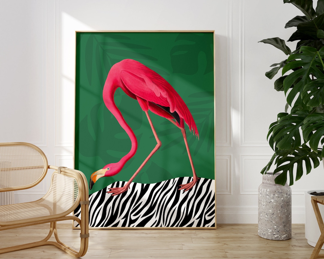 PINK FLAMINGO Wall Art, Flamingo Print, ABSTRACT Art, Flamingo Poster