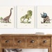 DINOSAUR WALL ART, Set of 3, Boys Room Dino Poster, Dinosaur Art Prints ...