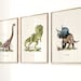 DINOSAUR WALL ART, Set of 3, Colorful Dino Decor, Dinosaur Art Prints ...