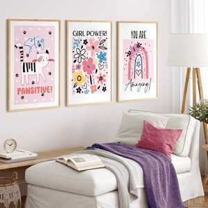 GIRL POWER Wall Art, Set of 3, Affirmations Art, Inspirational Decor ...