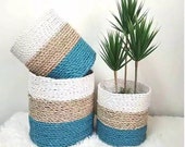 3pcs Wicker basket seagrass sea pandanus plant 39 s pot craft basket table pot
