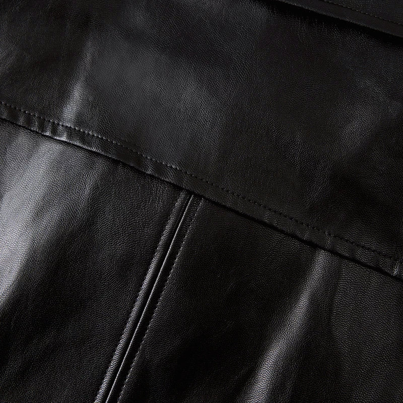 Lautaro Long Black Leather Trench Coat Men Long Sleeve Double | Etsy