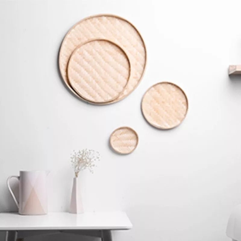 Round Bamboo Wall Art Natural Etsy
