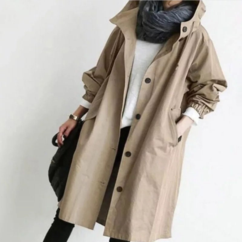 Fashion Womens Trench Coats Hooded Long 2021 Spring Autumn | Etsy