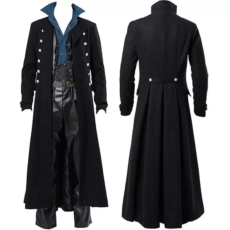 Victorian Mens Military Trench Vintage Coat Gothic Steampunk Outwear Carnival Victorian Mens Military Trench Vintage Coat Gothic Steampunk Outwear Carnival