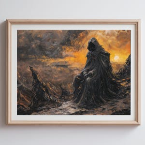 Von Elden Ring inspiriertes Kunst Poster: Länder zwischen Ringträger - Rätselhafte Getrübte in trostlosen Reichen - Episches Fantasy Gaming Poster - Wandposter