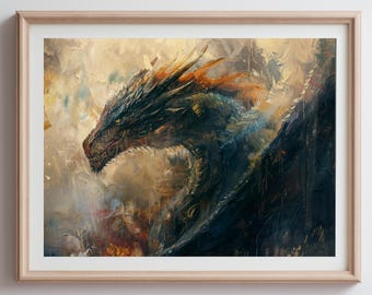 Stampa poster epica del drago - Poster ispirato al drago / Stampa artistica / Decorazione fantasy Targaryen